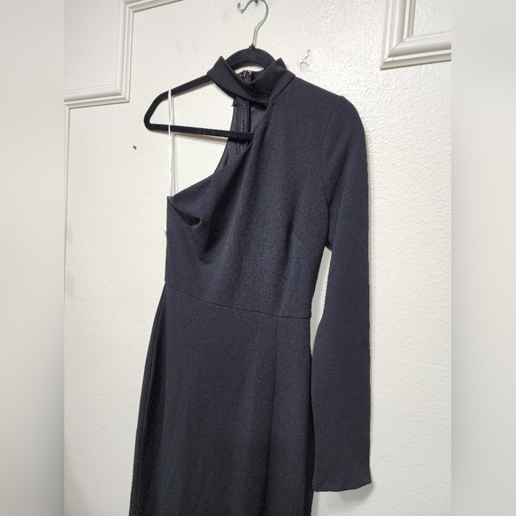 Lulus Keep It Interesting Black Cutout One-Shoulder Maxi Dress S Wedding Party - Picture 7 of 9